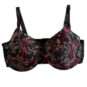 Adrienne Vittadini Studio Black Floral Bra Women's Size 38DD